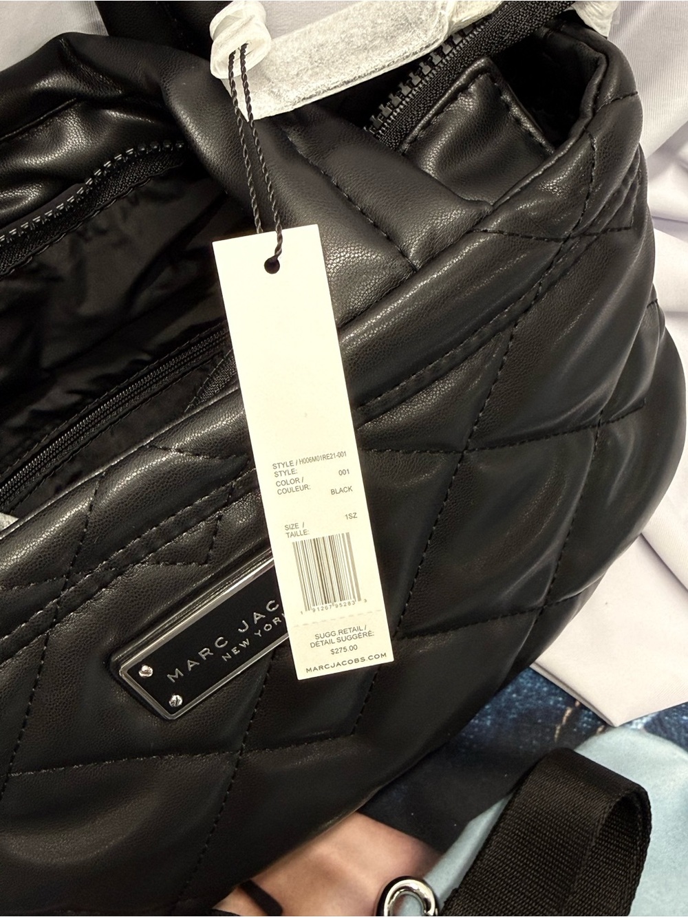 (new+tag) Marc Jacobs Black Quilted Leather Shoulder Xbody Bag with Logo Plaque - Picture 5 of 10
